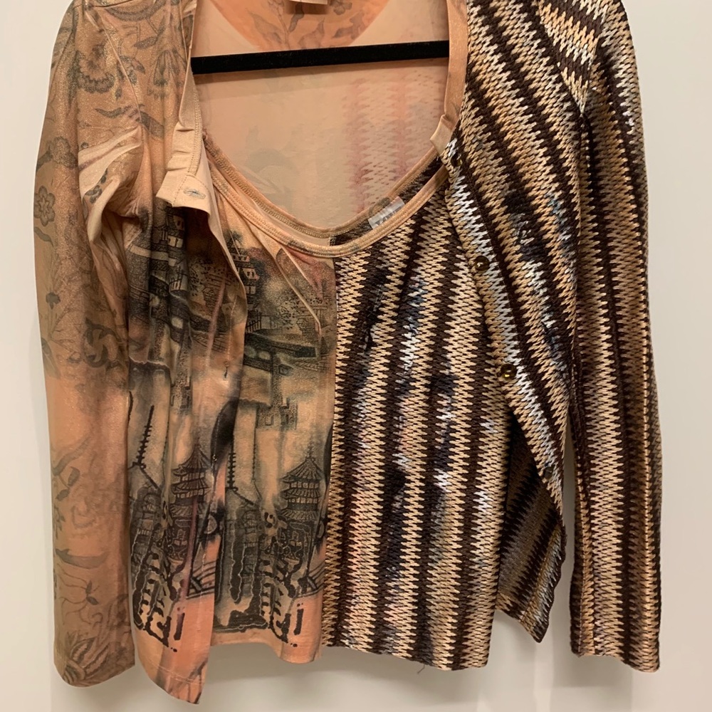 2PC cardigan set w/ woven detail